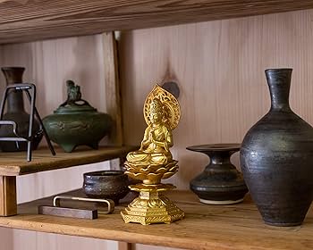 Amazon｜仏像 勢至菩薩 15cm（金メッキ/24金） 仏師：牧田秀雲